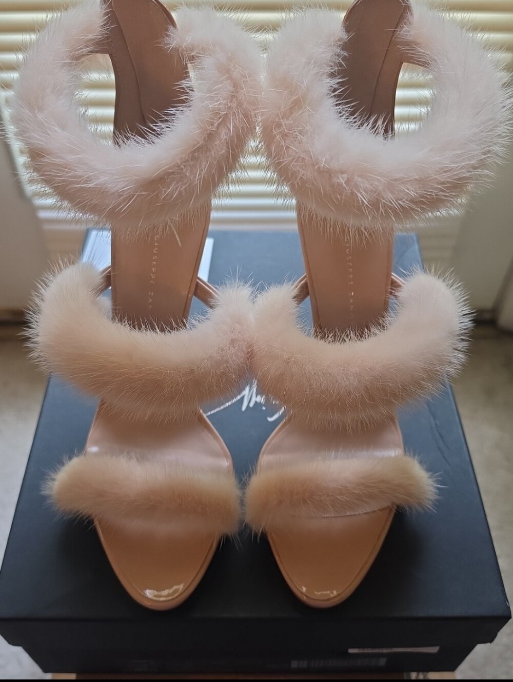 Giuseppe Zanotti Pink Fur Triple-Strap High Heels - Picture 5 of 13